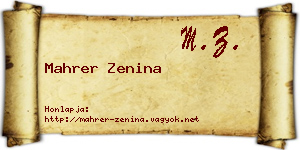 Mahrer Zenina névjegykártya